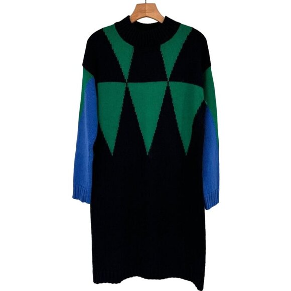 Etcetera Womens  Green Geometric Sweater Dress size large cotton blend - Picture 4 of 13